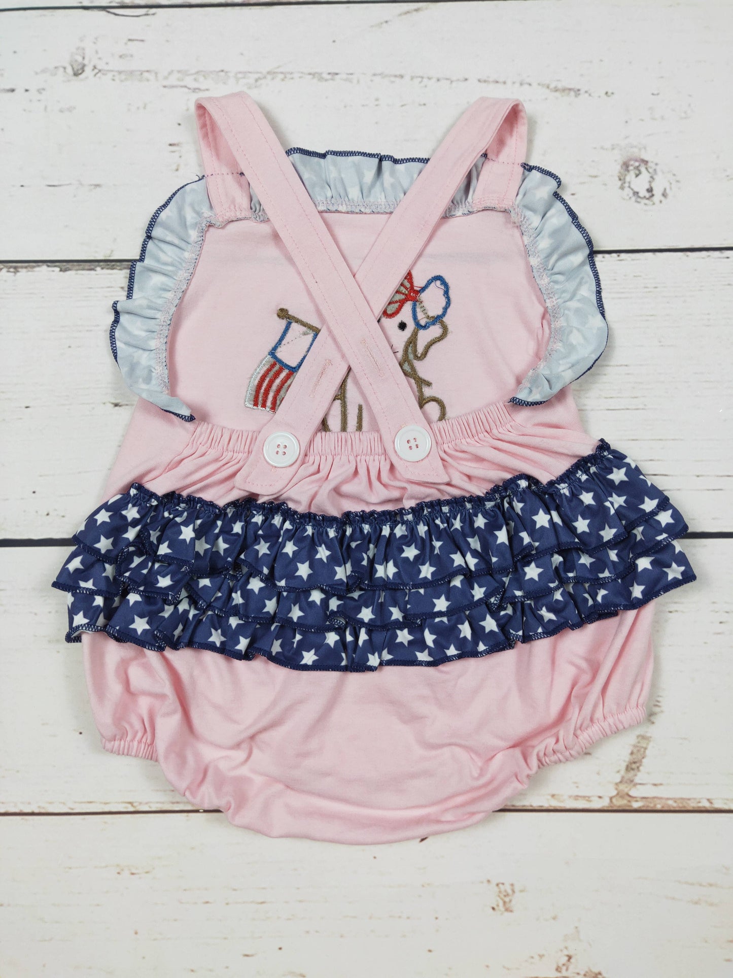 Baby Girl Dog Appliqué Patriotic Bubble