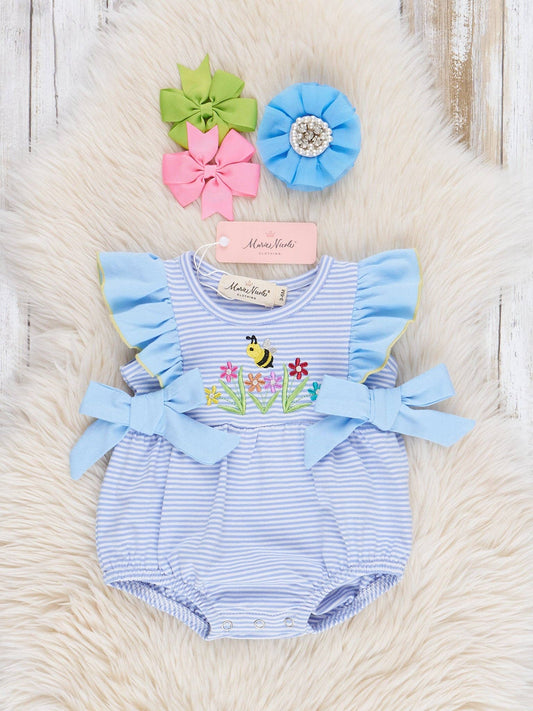 Striped Busy Bee Ruffle Bubble