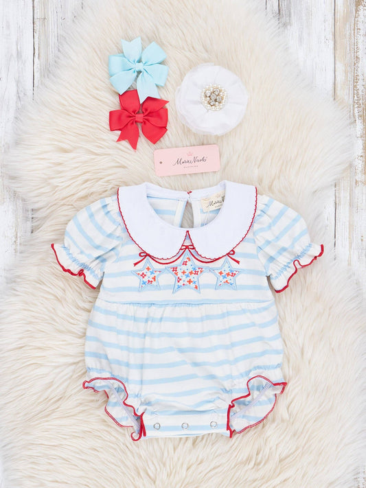 Blue & White Striped Patriotic Stars Bubble