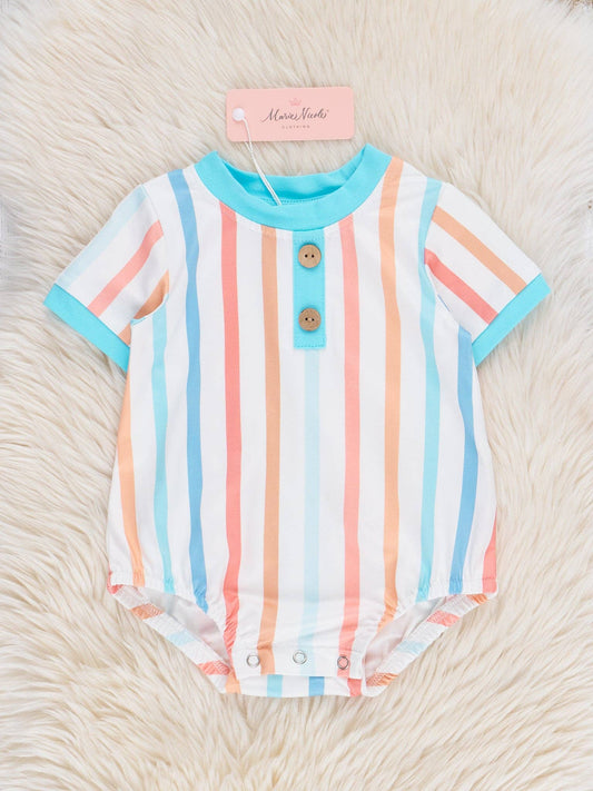 Boys Vintage Summer Stripes Henley Bubble